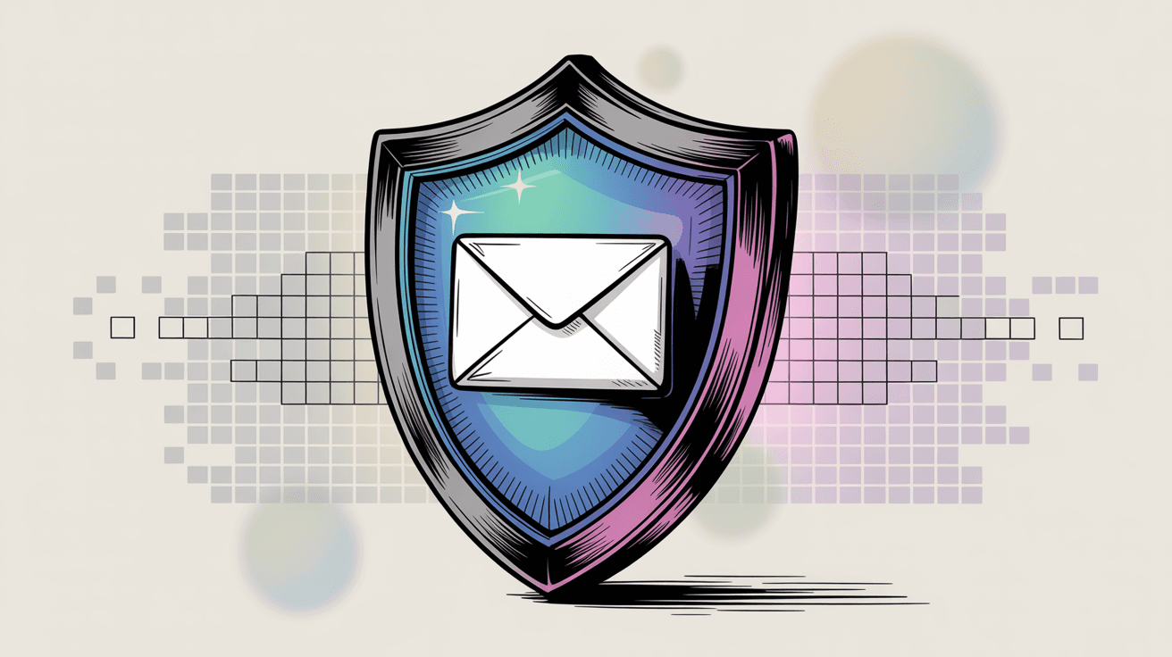Email security shield protecting inbox from tracking pixels and surveillance